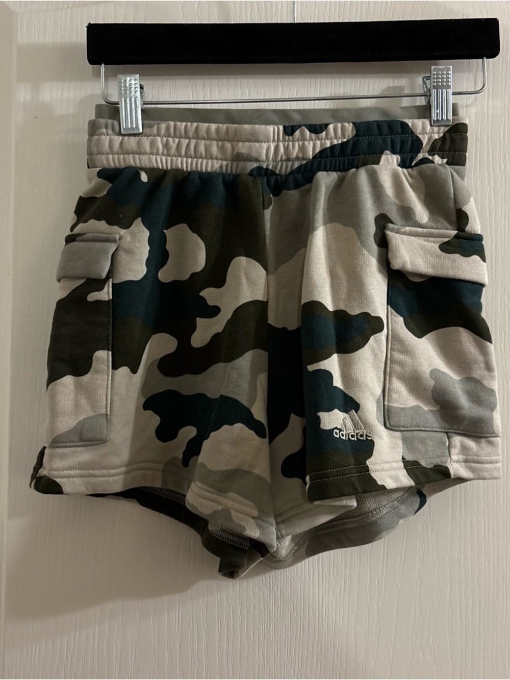 adidas Olive Green and Beige Camo Double waisted Shorts